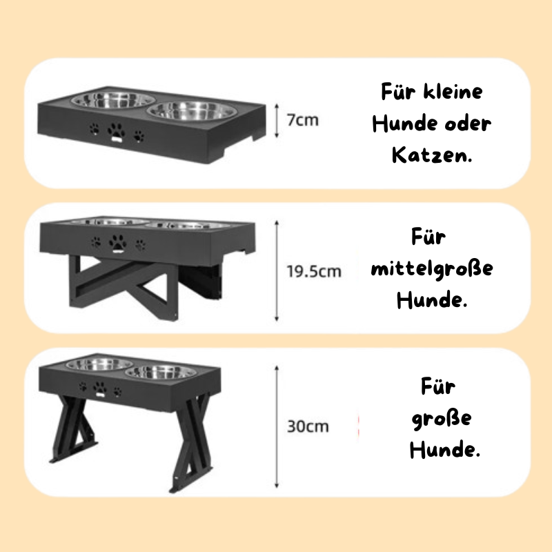 ErgoNapf – ergonomischer, höhenverstellbarer Futternapf